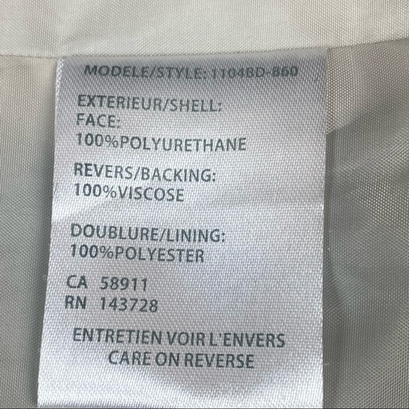 TRIBAL Women’s Jacket White Faux Leather Zipper Pockets Size Medium - Picture 10 of 11